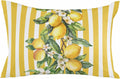 Satin Pillowcase Standard Pillow Cover 20 x 26 Inch Summer Lemon Flowers Leaves Yellow White Stripes Lumbar Pillow Cases Rectangular Decorative Pillow Shams for Bed Sofa Guest Room