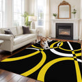Modern Abstract Art 5x7 Area Rug for Living Room Bedroom, Yellow White Geometric Circle Washable Rugs Absorbent Non-Slip Indoor Carpet for Dining Room Home Office Decor