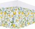 Bed Skirt Lemon Yellow Flowers Ruffle Bed Skirt Wrap Around Bed Skirts for Queen Beds 16" Drop,Adjustable Elastic Dust Ruffles Easy Fit and Wrinkle-Free