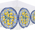 Bed Skirt Yellow Lemons Navy Blue Floral Texture Ruffle Bed Skirt Wrap Around Bed Skirts for Queen Beds 16" Drop,Adjustable Elastic Dust Ruffles Easy Fit and Wrinkle-Free