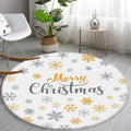 Winter Snowflake Round Area Rug Yellow Gray Snowflake Merry Christmas Happy Holiday for Entryway Living Room Bedroom Home Decor 2ft