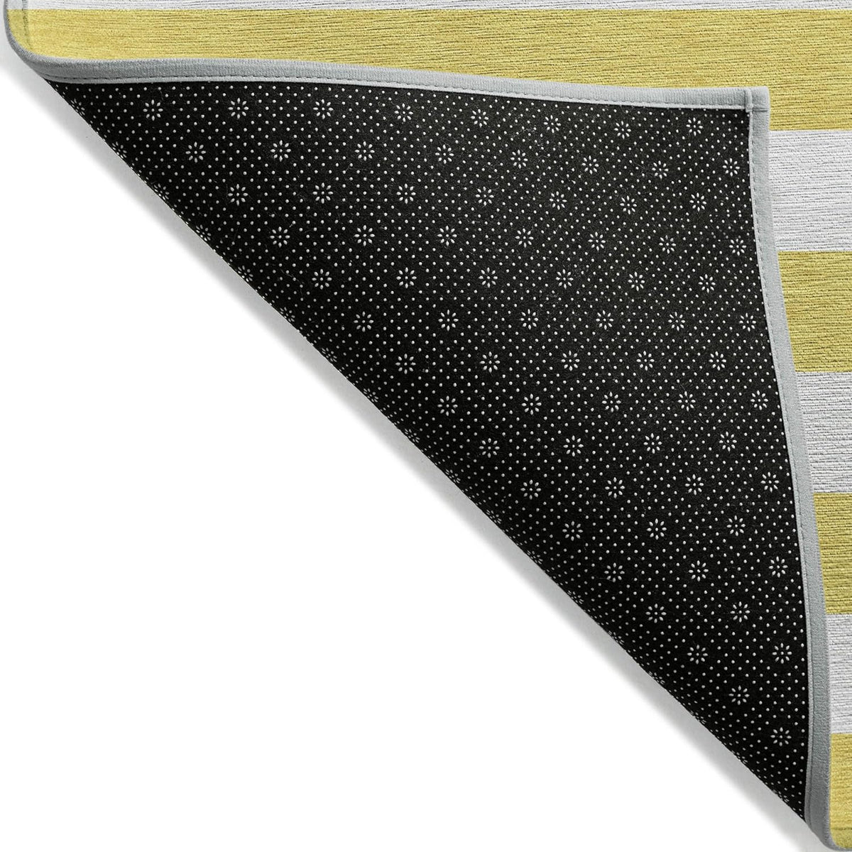 2' X 3' Yellow and White Striped Washable Indoor Outdoor Area Rug