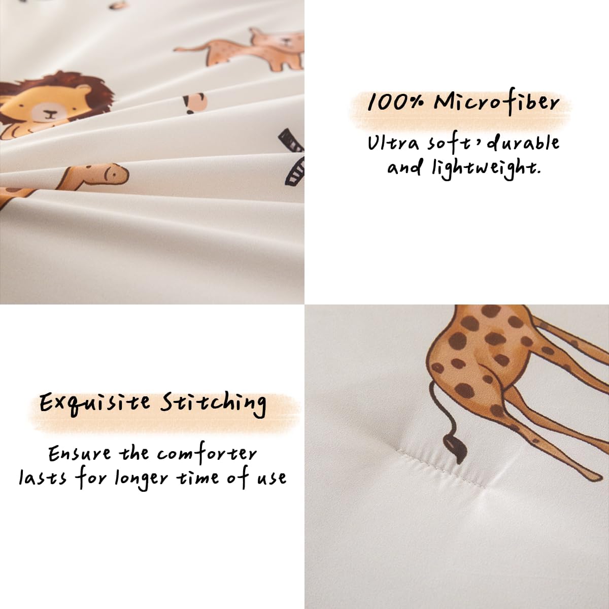 5 Pieces Twin Size Comforter Sets Cute Zoo Animals Bedding Set Neutral Bed Set Light Yellow Bed in A Bag for Girls Boys Kids Teen 1 Comforter 1 Flat Sheet 1 Fitted Sheet 2 Pillowcases