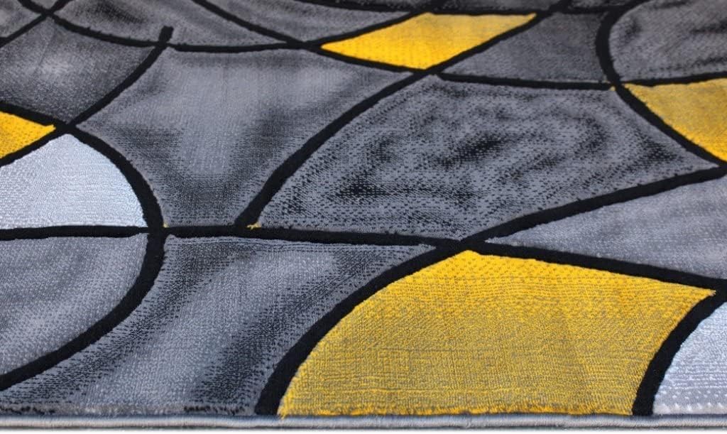 YHSF Modern Contemporary Area Rug, 5 Feet x 7 Feet - Yellow