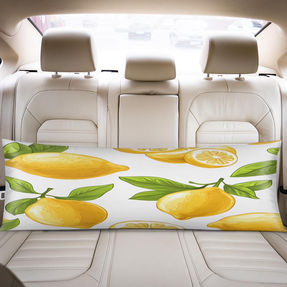 Spring Summer Yellow Lemon Body Pillow Covers Decorative Soft Bedding Satin Pillowcase with Zipper Closure Cooling Breathable Long Pillow Case-21"x 54"