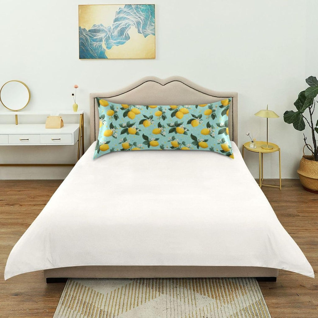 Satin Pillowcase 1 Pack Lemon Yellow Citrus Fruits (28) Similar to Silk Pillow Cases, 20" x 26" Soft Smooth Breathable Cool Pillow Cover for Hair and Skin, Standard Size