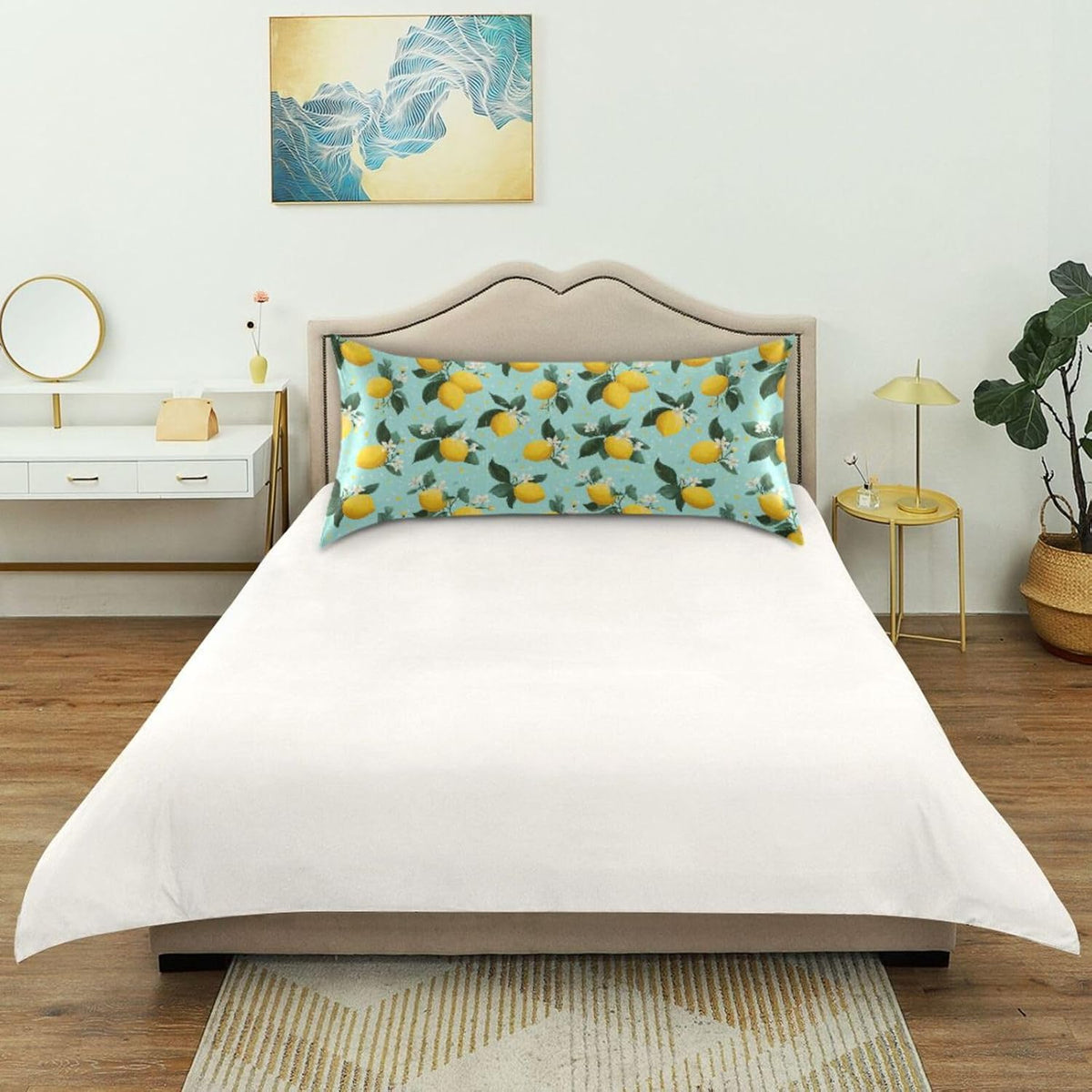 Satin Pillowcase 1 Pack Lemon Yellow Citrus Fruits (28) Similar to Silk Pillow Cases, 20" x 26" Soft Smooth Breathable Cool Pillow Cover for Hair and Skin, Standard Size