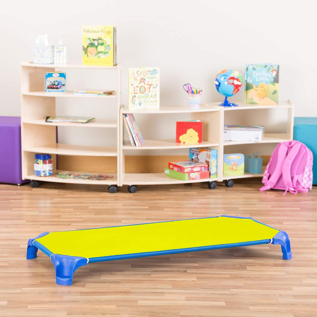 Standard Kids Cot Sheet for Stackable Cots for Preschool Daycare & Child Care - Corner Elastic Loops - Cot Bed Fitted Sheet - Nap Fitted Sheet for Kids - Cotton Surface Pack of 4 (23" x 52", Yellow)