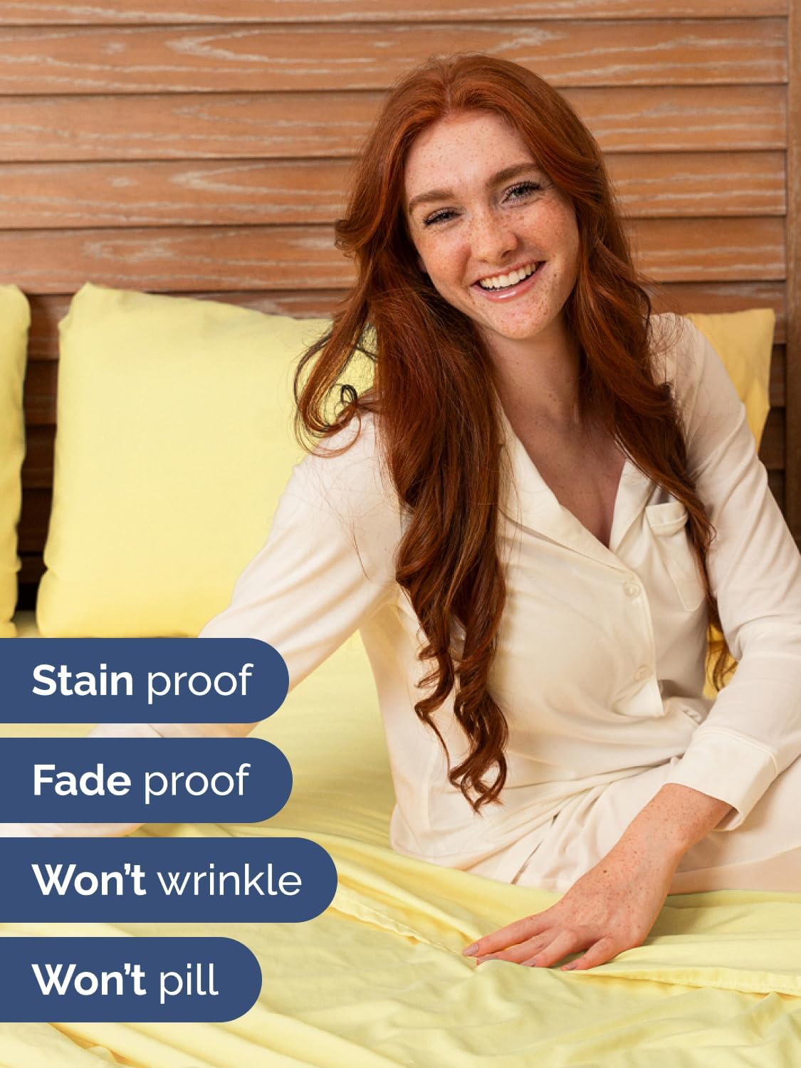 Extra Deep King Sheet Set - 6 Piece Breathable and Cooling Sheets - Yellow