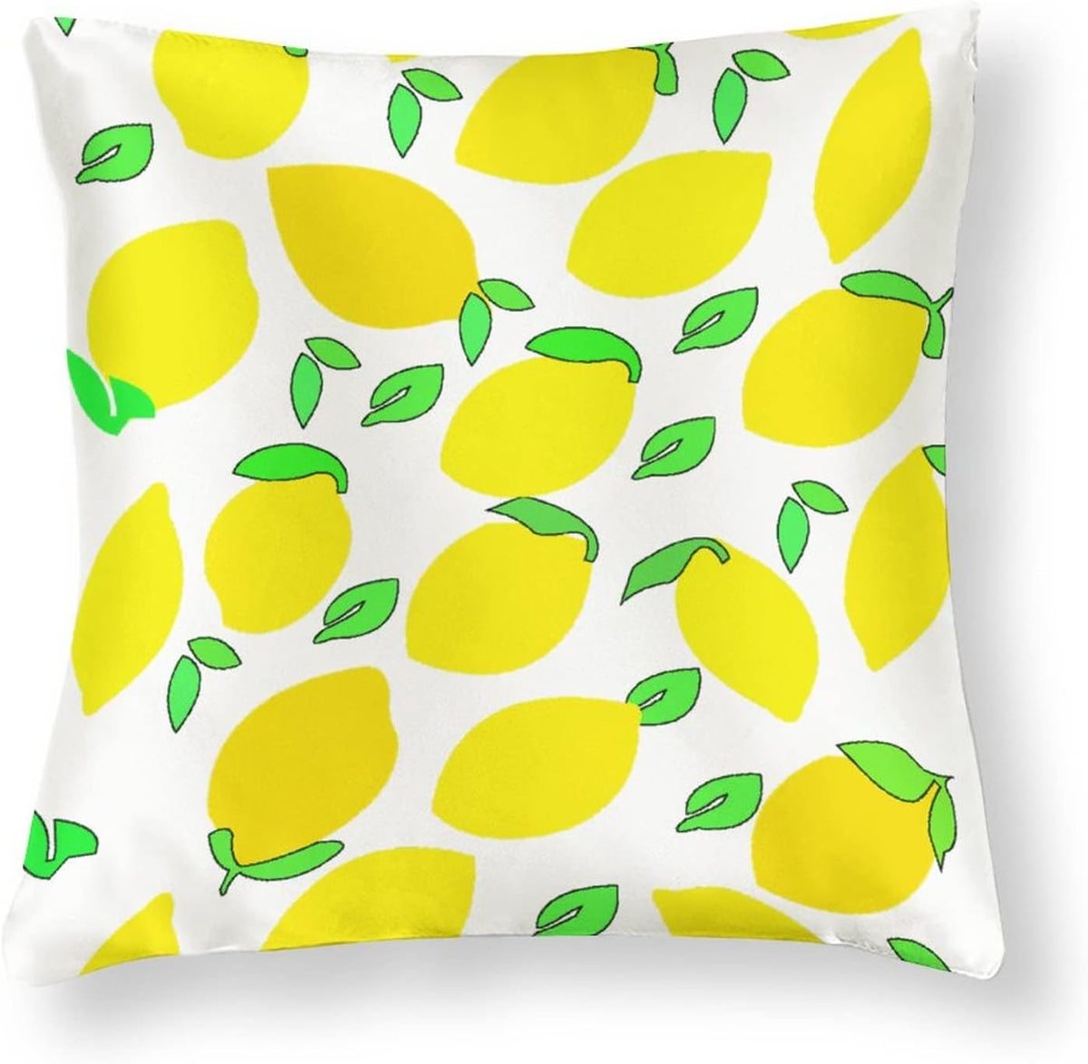 Decor Pillows 16"x16" Lemon Yellow Satin Square Throw Pillow Covers Spring Summer Decorative Throw Pillow Covers Hidden Zipper Decorative Couch Pillow Cover for Sofa Summer Pillow Covers