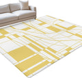 Abstract Modern Yellow Geometric Art Area Rug 4x6,Minimalist Stripe Square Non Slip Round Rugs for Living Room,Soft Floor Mat Washable Low Pile Carpet for Bedroom Dining Room Entryway