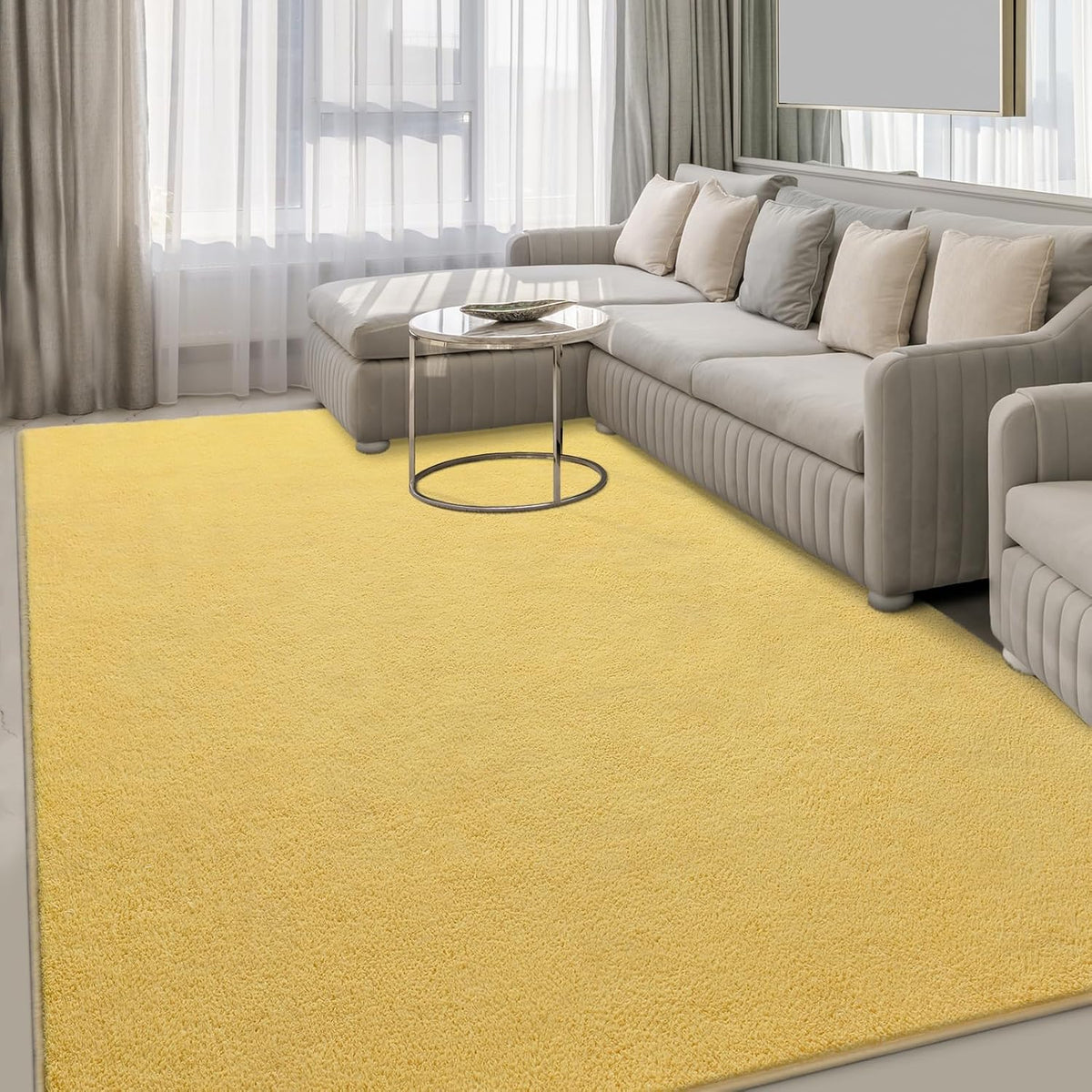 4x6 Yellow Memory-Foam Washable Area Rug for Bedroom Living Room