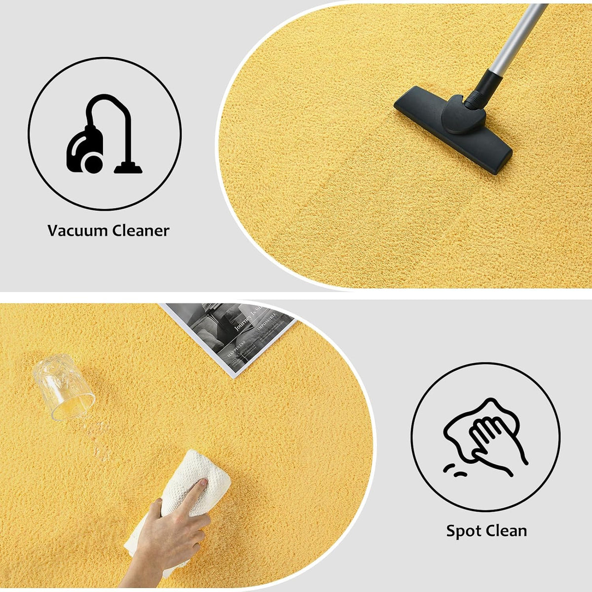 4x6 Yellow Memory-Foam Washable Area Rug for Bedroom Living Room