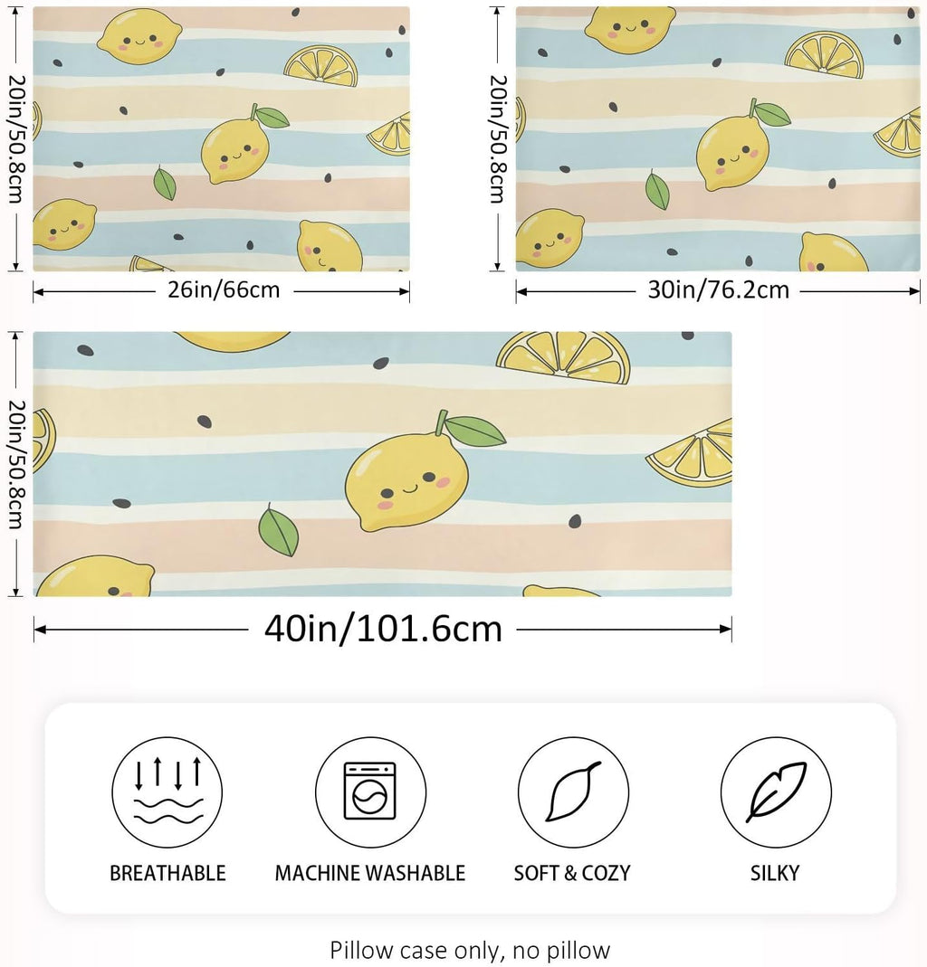Yellow Lemons Satin Pillowcase for Hair and Skin, Soft Breathable Pillow Case Anti-Wrinkle Cooling Silk Pillow Cover with Envelope Closure for Bedroom, Standard 20 x 26 Inches