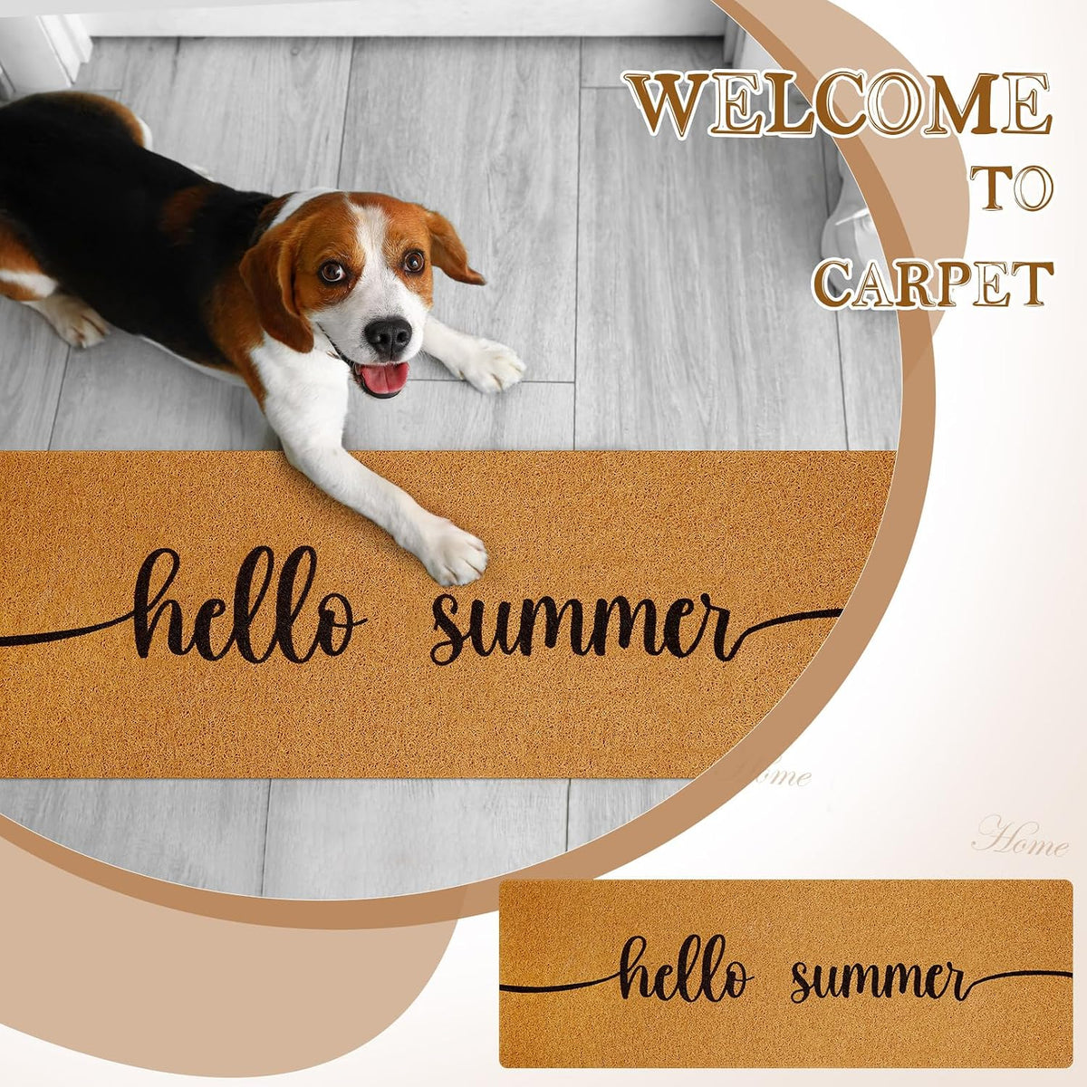 48''x16'' Long Doormat for Entrance Entry,Hello Summer,Yellow