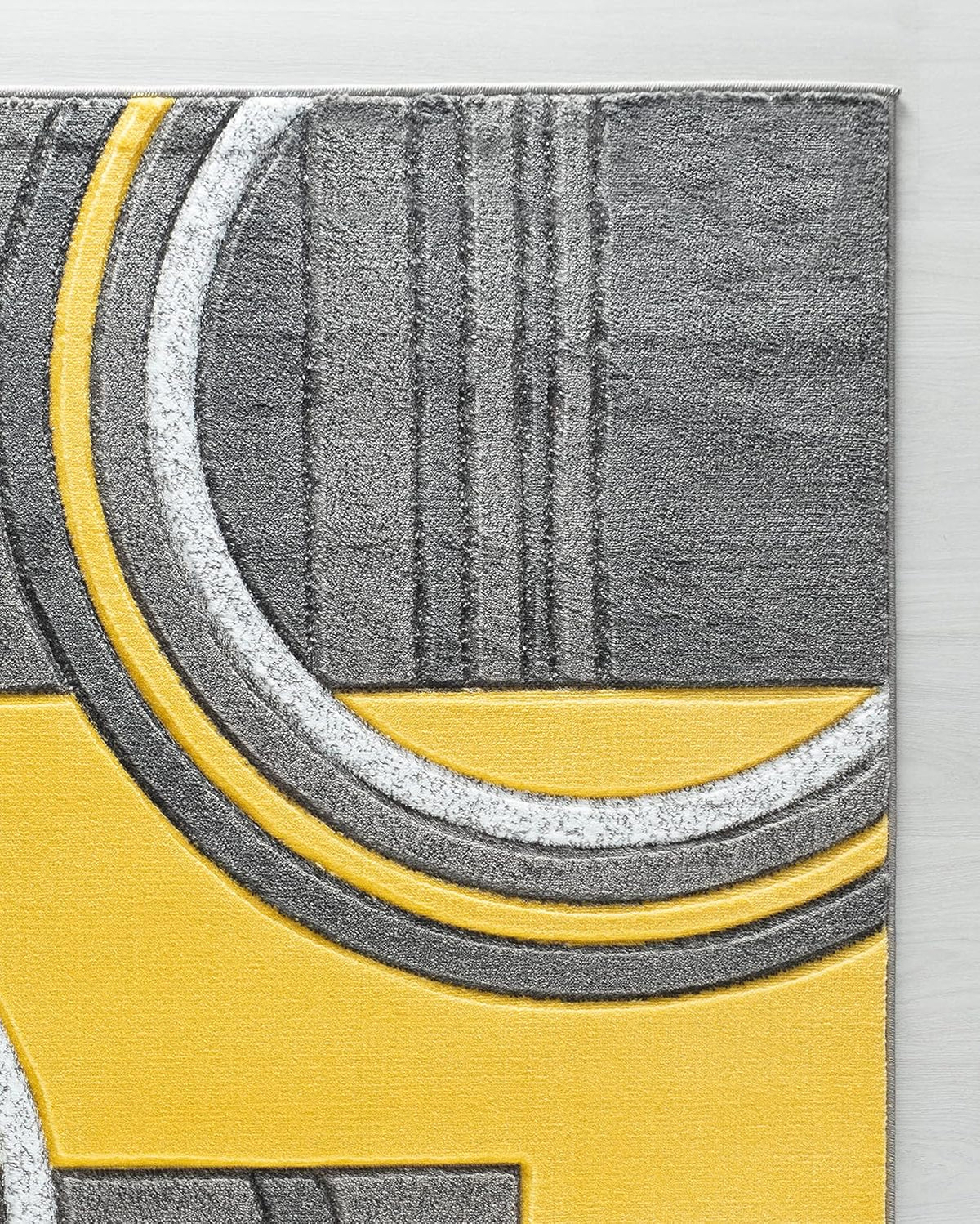 Area Rug Modern Soft Hand Carved Contemporary Floor Carpet with Premium Fluffy Texture for Indoor Living Dining Room and Bedroom Area (4x6, Yellow)