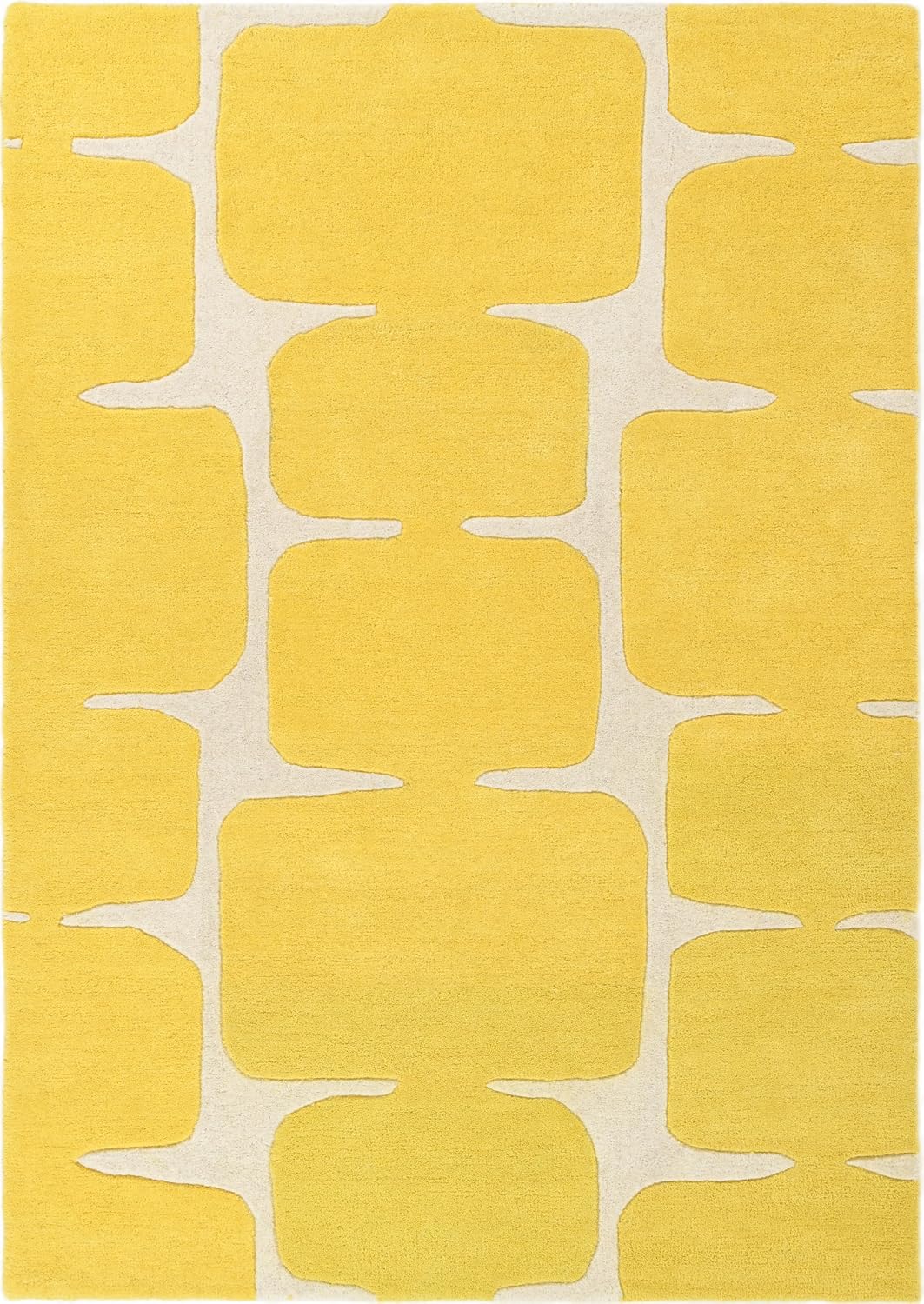Hand Tufted Modern Yellow Color Abstract Geometric Area Rug for Living Room, Bedroom and Hall.