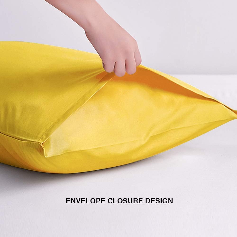2-Pack Microfiber King Pillow Cases, Envelope Closure, Yellow
