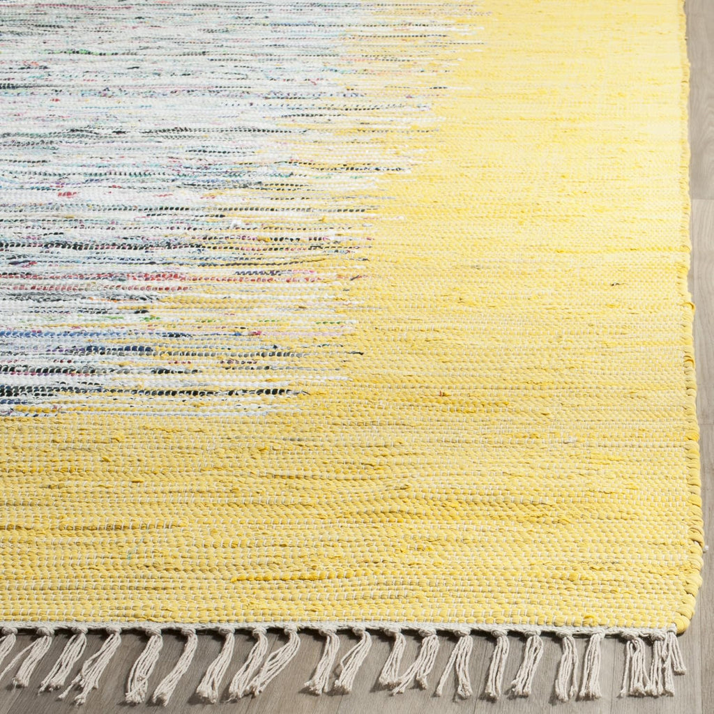 Montauk Collection Accent Rug - 3' x 5', Ivory & Yellow, Handmade Stripe Fringe Cotton, Ideal for High Traffic Areas in Entryway, Living Room, Bedroom (MTK711Q)