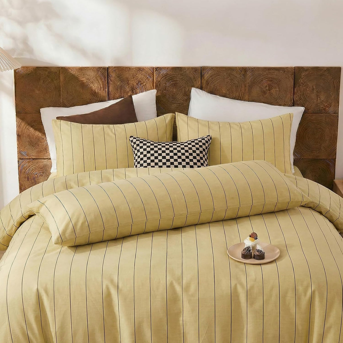 Yellow Striped Pillowcases, 100% Cotton Pillow Cases, Queen Size Pillowcases, Luxury Linen Like Pillowcase, Soft Breathable Pinstripe Pillow Covers, Set of 2