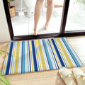 Blue Yellow Striped Bathroom Rugs Bath Mat,Non-Slip Absorbent Soft Bathroom Rugs, Farmhouse Navy Blue Ombre Stripes Washable Doormat for Bathtub Sink Shower Floor Mat 20x32Inch