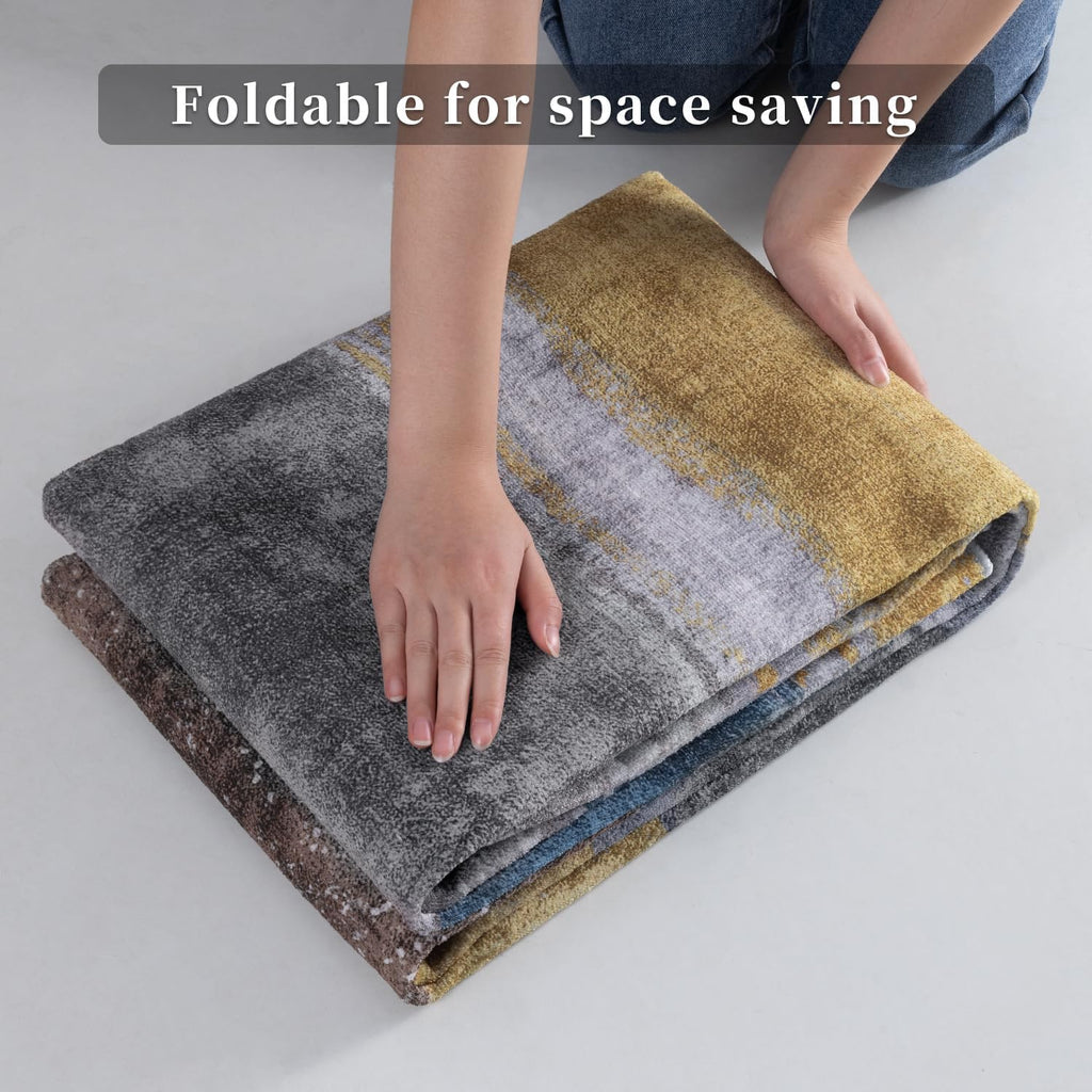 Ciicool 4x6 Area Rugs for Living Room, Modern Abstract Washable Rug Yellow