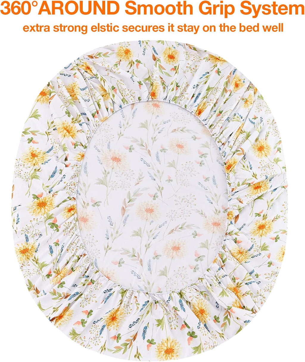 Boho Floral Printed Queen Sheet Set Extra Deep Pocket