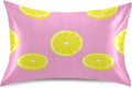 Yellow Lemons Satin Pillowcase for Hair and Skin, Soft Breathable Pillow Case Anti-Wrinkle Cooling Silk Pillow Cover with Envelope Closure for Bedroom, Standard 20 x 26 Inches