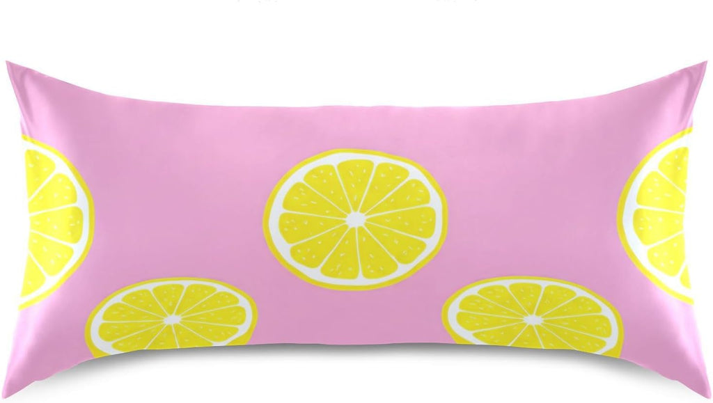 Yellow Lemons Satin Pillowcase for Hair and Skin, Soft Breathable Pillow Case Anti-Wrinkle Cooling Silk Pillow Cover with Envelope Closure for Bedroom, Standard 20 x 26 Inches