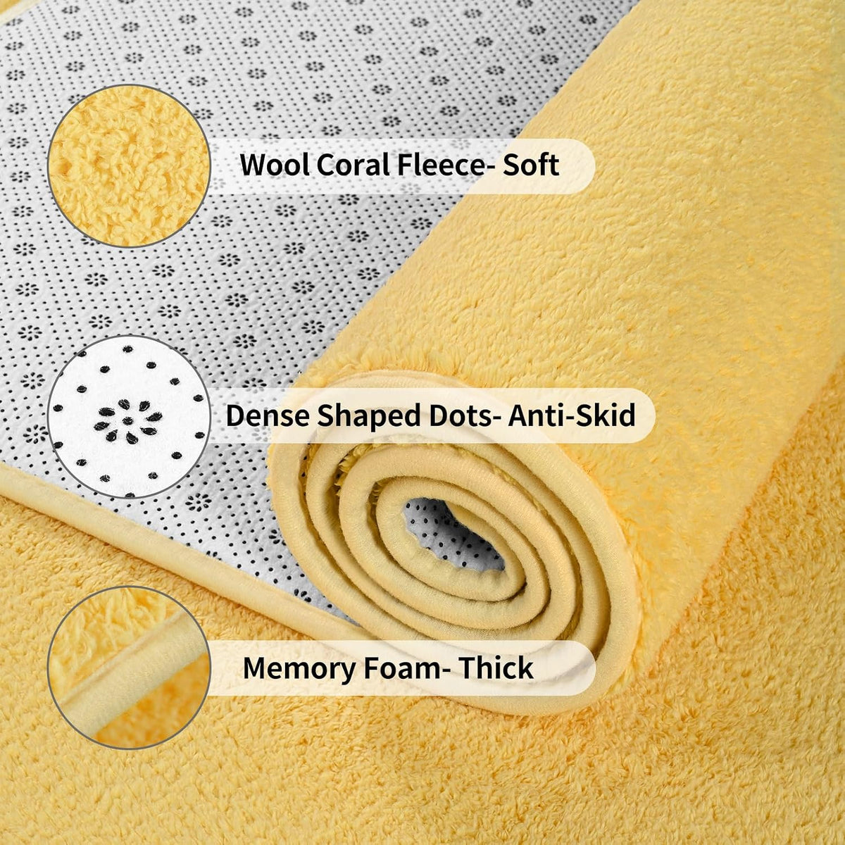 Area Rugs for Bedroom Living Room, 4x6 Yellow Super Soft Comfy Thickened Memory-Foam Indoor Carpets, Modern Aesthetic Minimalist Carpet for Boys Girls Adults Apartment Nursery Home Décor