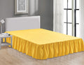 Wrap Around Solid Microfiber Luxury Hotel Quality Fabric Bedroom Gathered Ruffled Bedding Bed Skirt 14 Inch Drop (Queen, Yellow)