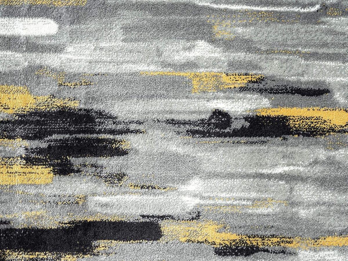 Porto PRT140C Contemporary Grey and Yellow Abstract Area Rug 5'3"x7'6"