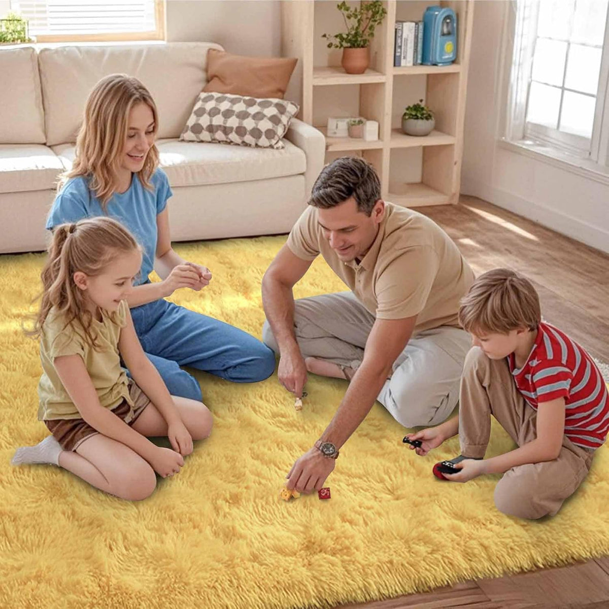 6x9 Large Rugs for Living Room Fluffy Carpet (Yellow)