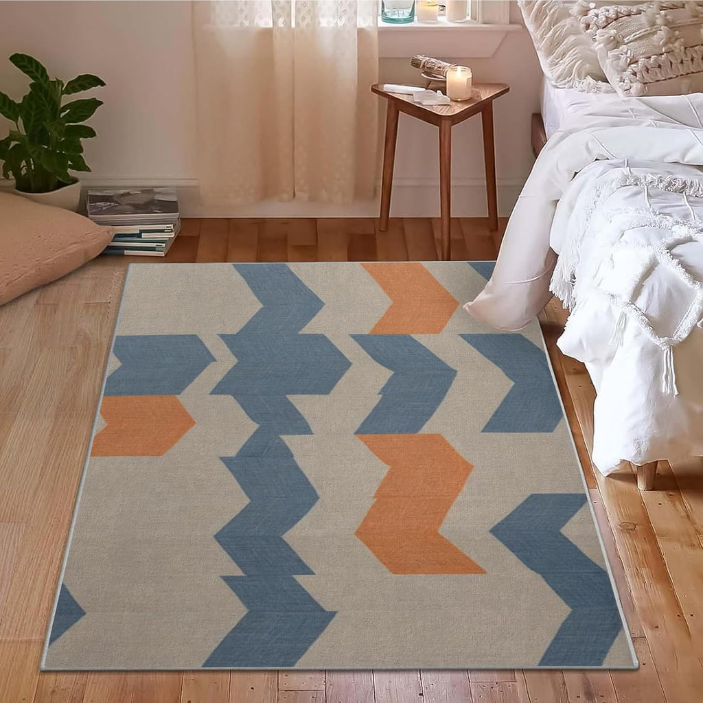 3x4ft Abstract Geometry Area Rug – Premium Low Pile Non-Slip Carpet for Living Room, Bedroom & Office – Modern Nordic,Washable Contemporary Home Decor Rug Yellow Q1765