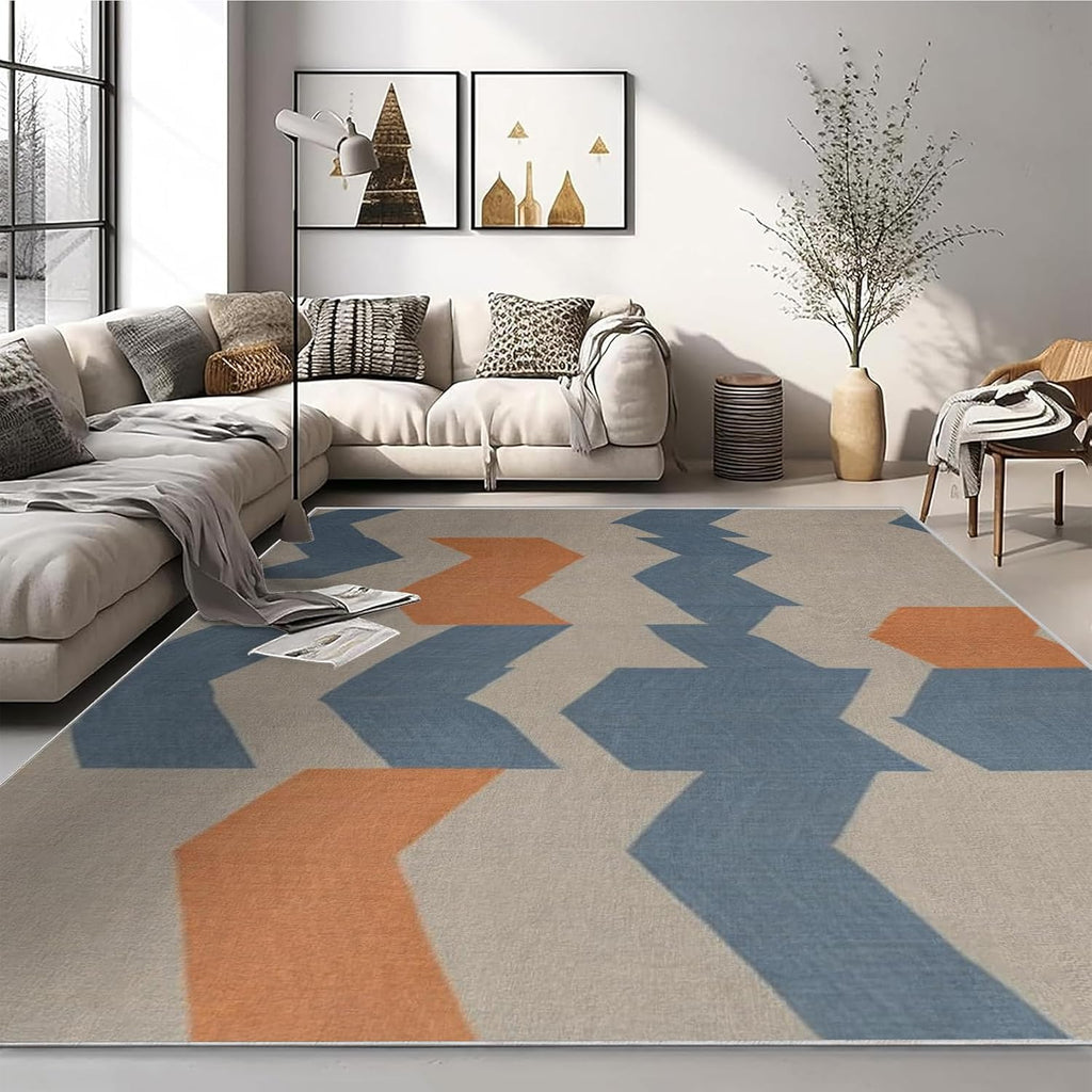 3x4ft Abstract Geometry Area Rug – Premium Low Pile Non-Slip Carpet for Living Room, Bedroom & Office – Modern Nordic,Washable Contemporary Home Decor Rug Yellow Q1765