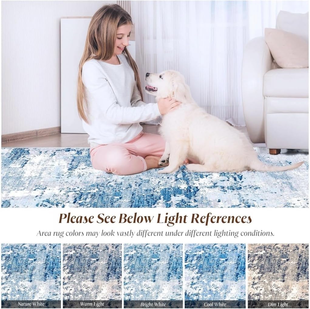 Contemporary Aesthetic Art Modern Abstract Rug 5x7 Beige Grey Yellow Washable Area Rug for Living Room Bedroom Office Nursery Non Shedding Thin Shag Carpet Non Slip Diningroom Hallway Runner Mat